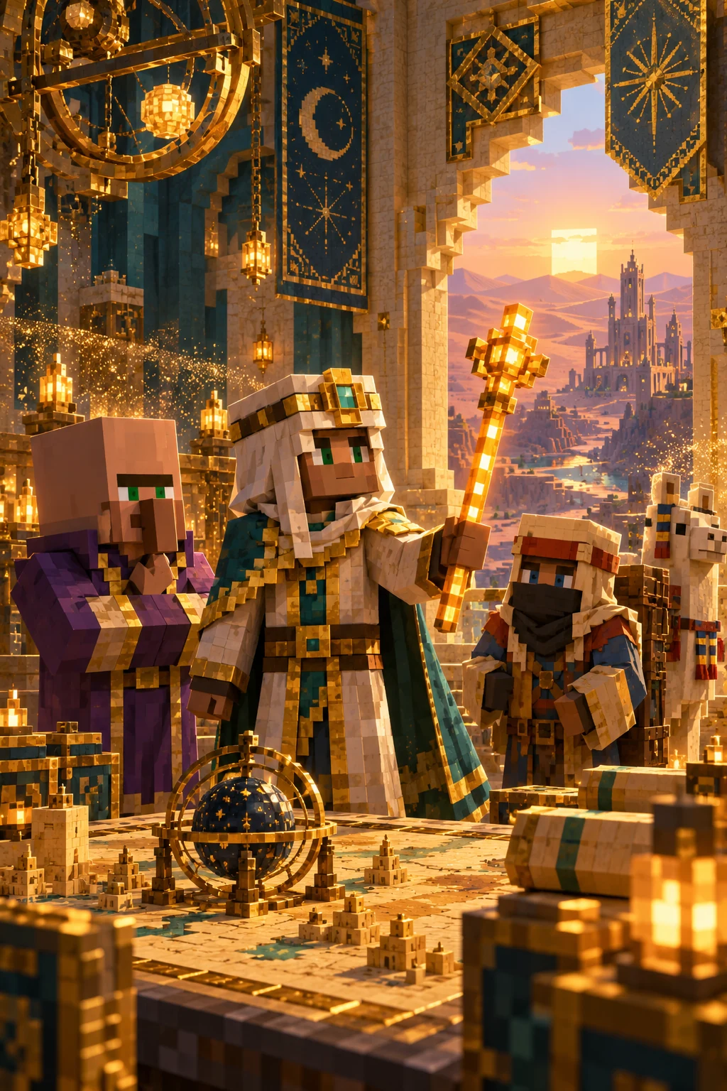An Imperial administrator with a glowing scepter beside Guild and smuggler NPCs